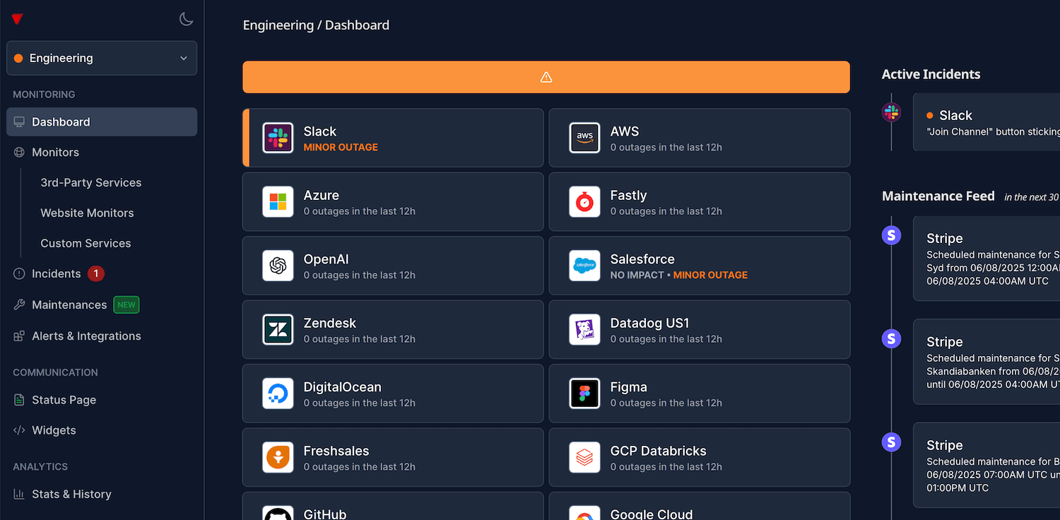 IsDown App Dashboard