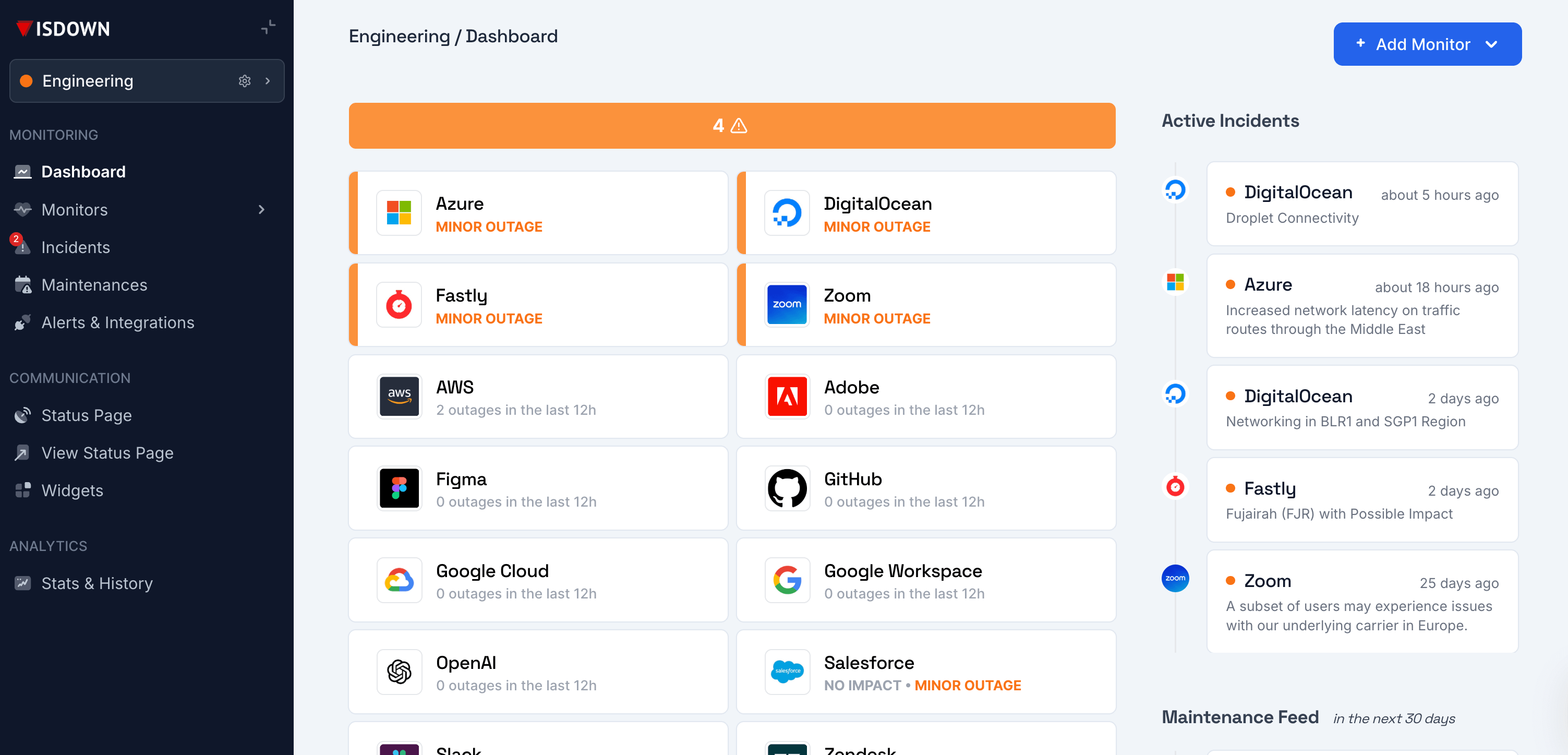 IsDown App Dashboard