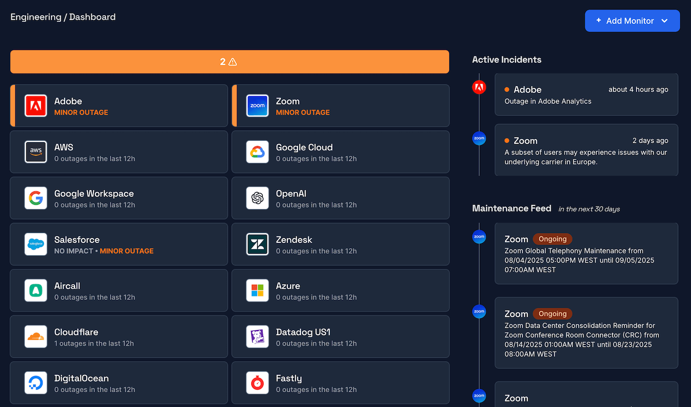IsDown App Dashboard