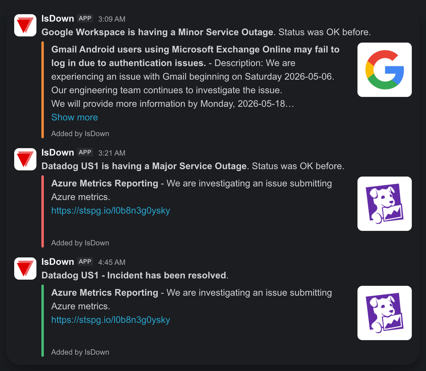 Slack notifications